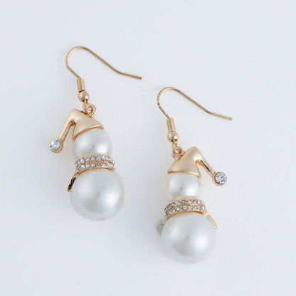 Holiday Snowman Pearl Earrings