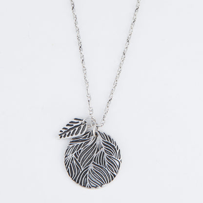 Zara Engraved Leaf Pendant Necklace