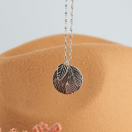Zara Engraved Leaf Pendant Necklace