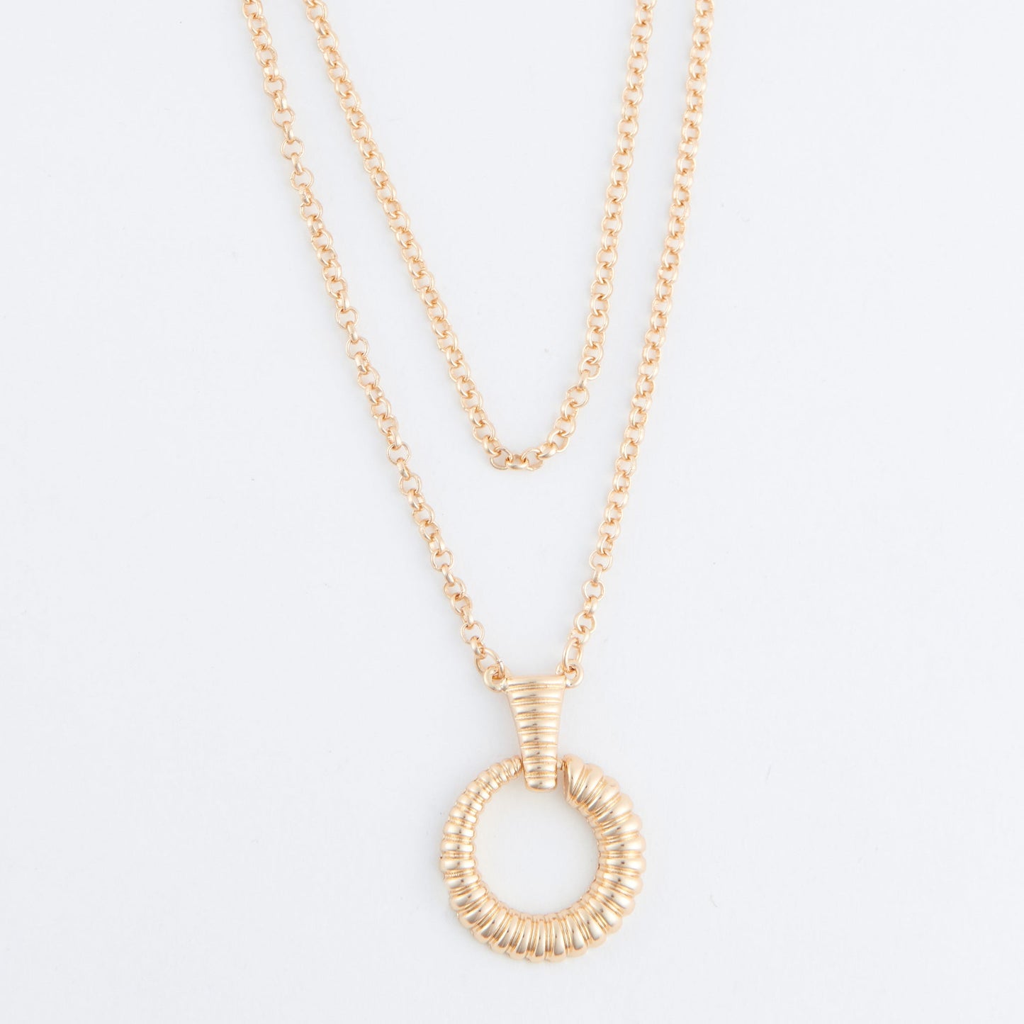 Carli Multi Row Ring Pendant Necklace
