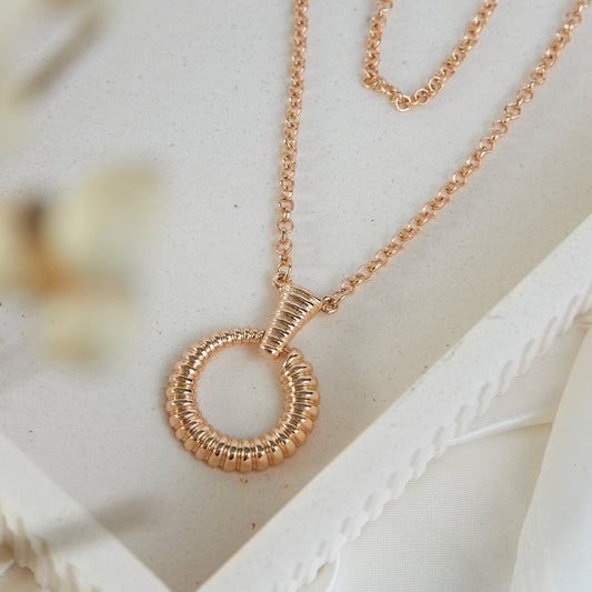 Carli Multi Row Ring Pendant Necklace