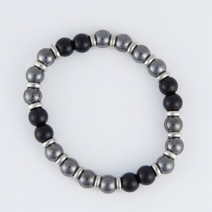 Clea Beaded Hematite Stretch Bracelet