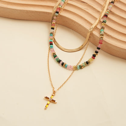 Eliana Layered Cross Pendant Necklace