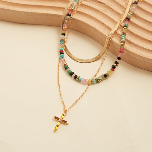 Eliana Layered Cross Pendant Necklace
