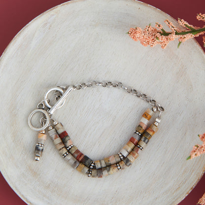 Darby Genuine Agate Multi Row Toggle Bracelet