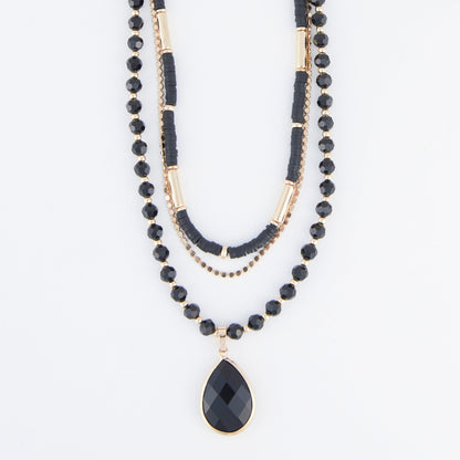 Amalia Multi Row Teardrop Pendant Necklace