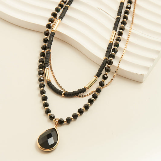 Amalia Multi Row Teardrop Pendant Necklace