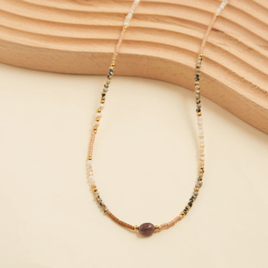 Aira Genuine Dalmatian Jasper Dainty Necklace