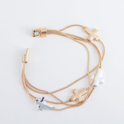 Cobie Multi Row Cross Bracelet