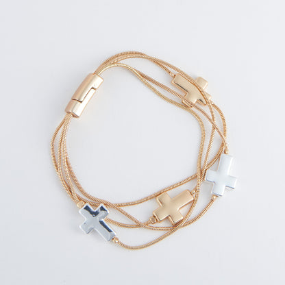Cobie Multi Row Cross Bracelet