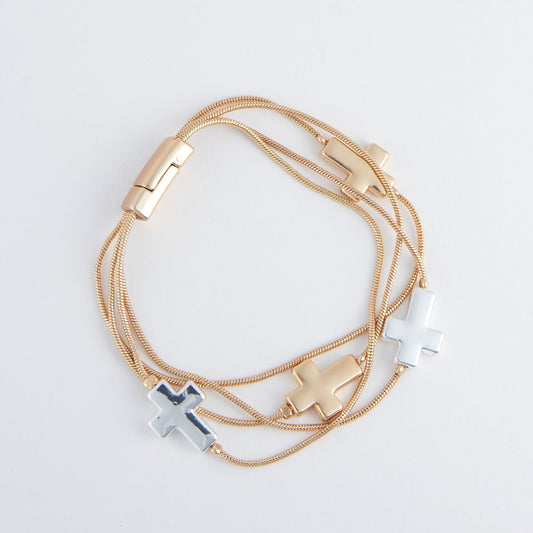 Cobie Multi Row Cross Bracelet