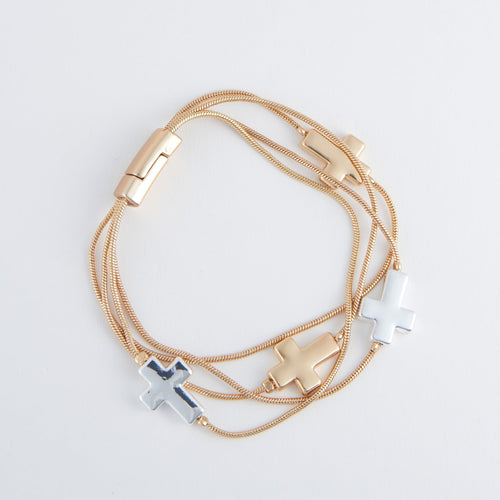 Cobie Multi Row Cross Bracelet
