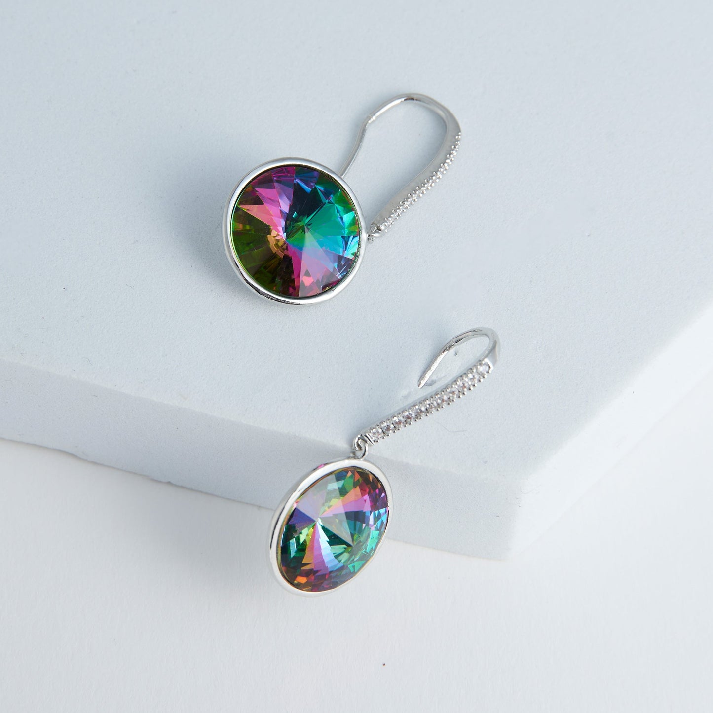Coraline Circle Drop Gemstone Earrings