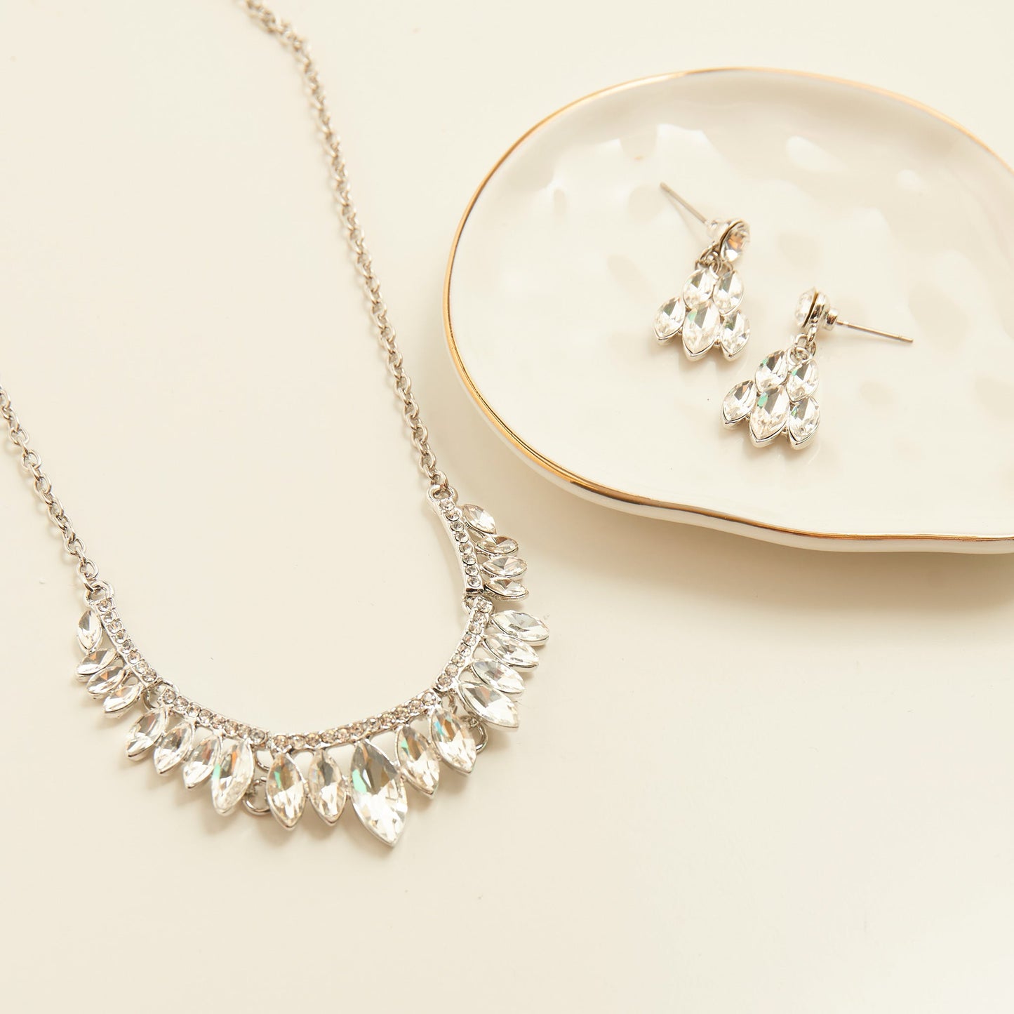 Aurea Pave Drop Crystal Earring & Necklace Set