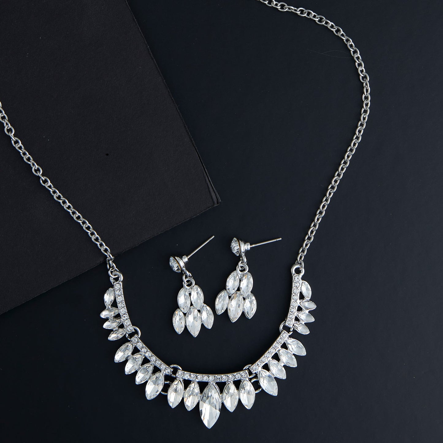 Aurea Pave Drop Crystal Earring & Necklace Set