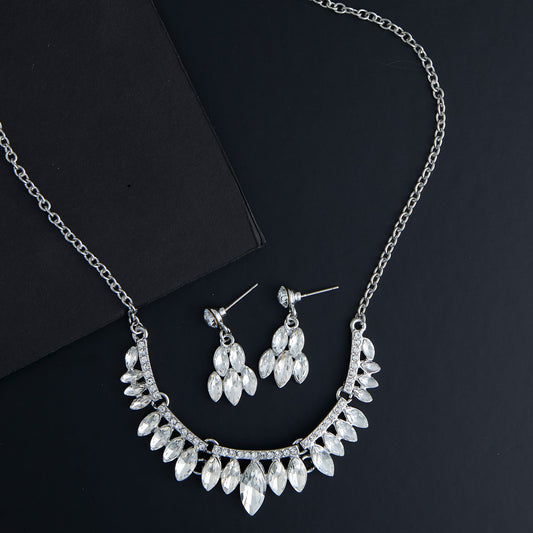 Aurea Pave Drop Crystal Earring & Necklace Set