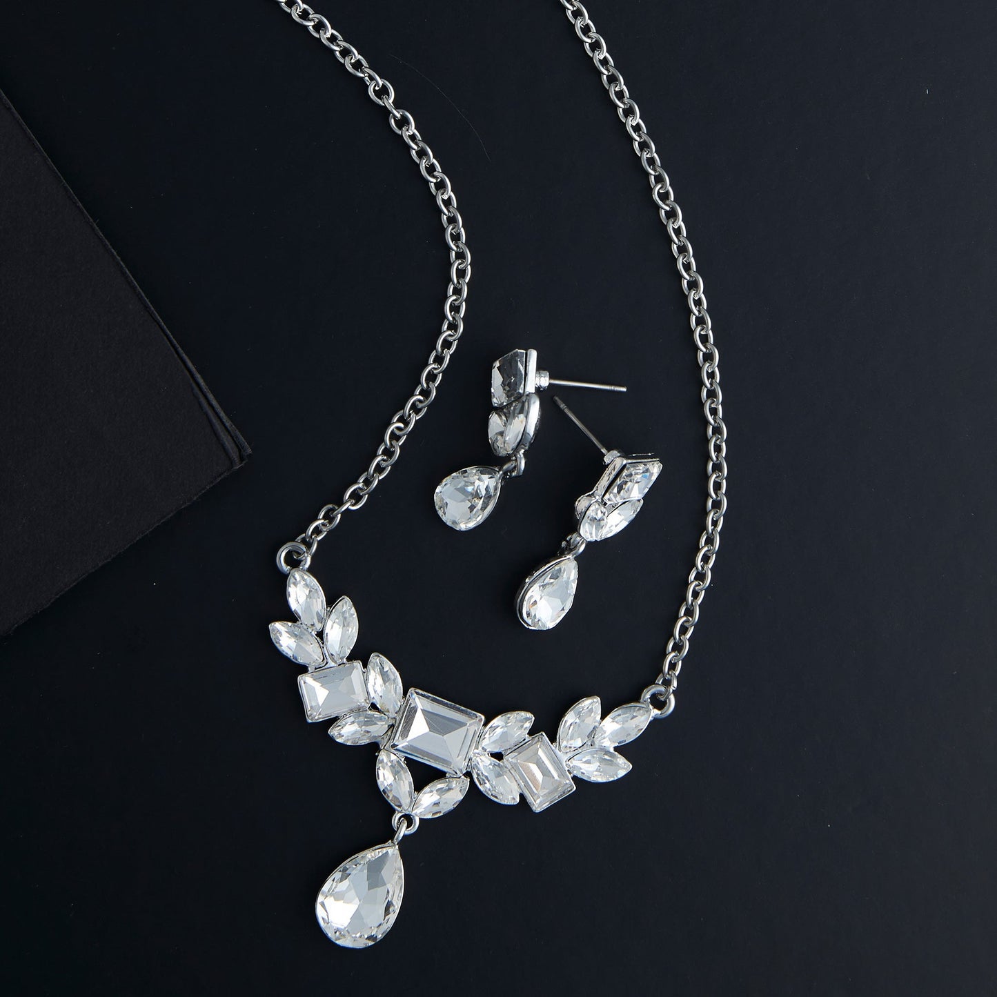 Aurea Teardrop Crystal Earring & Necklace Set