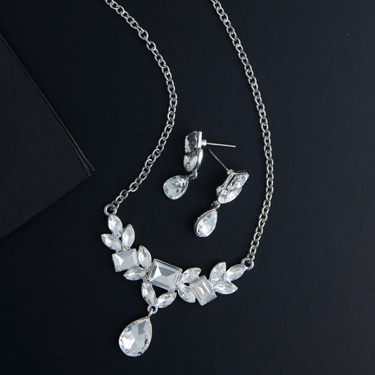 Aurea Teardrop Crystal Earring & Necklace Set