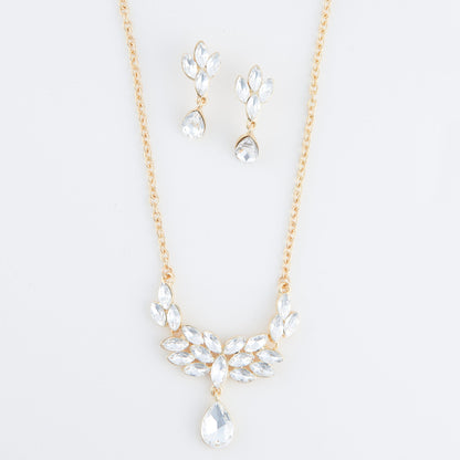 Aurea Teardrop Crystal Earring & Necklace Set