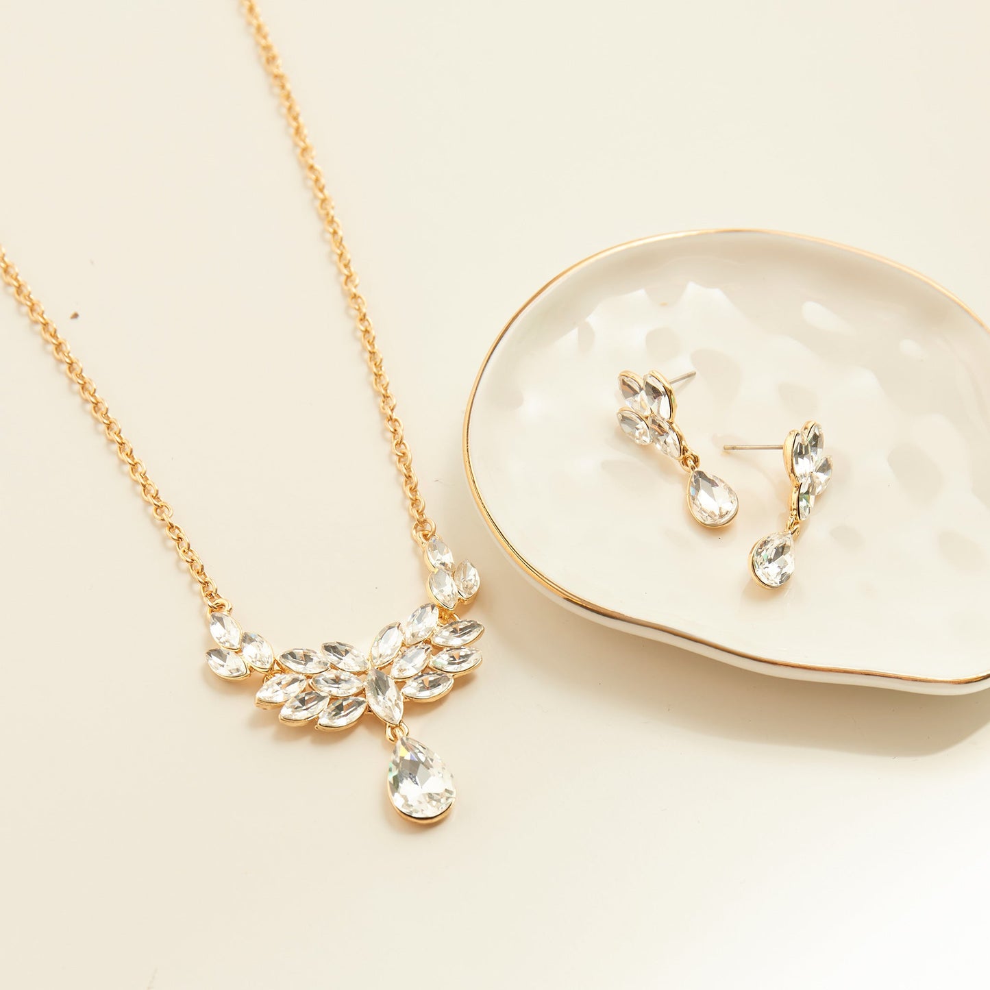 Aurea Teardrop Crystal Earring & Necklace Set