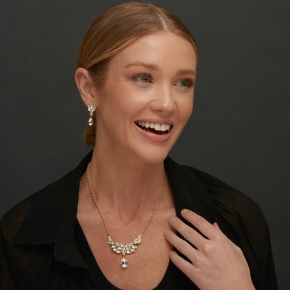 Aurea Teardrop Crystal Earring & Necklace Set