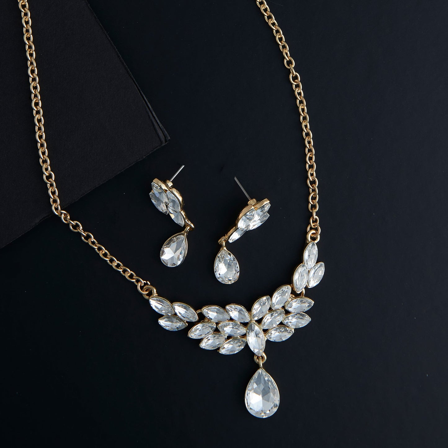 Aurea Teardrop Crystal Earring & Necklace Set