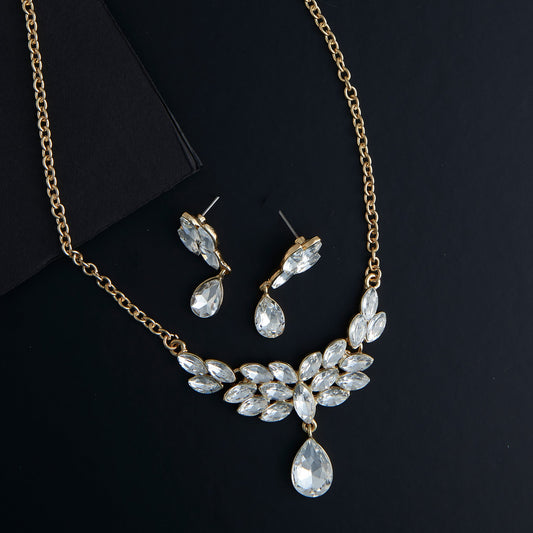 Aurea Teardrop Crystal Earring & Necklace Set