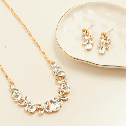 Aurea Floral Crystal Earring & Necklace Set