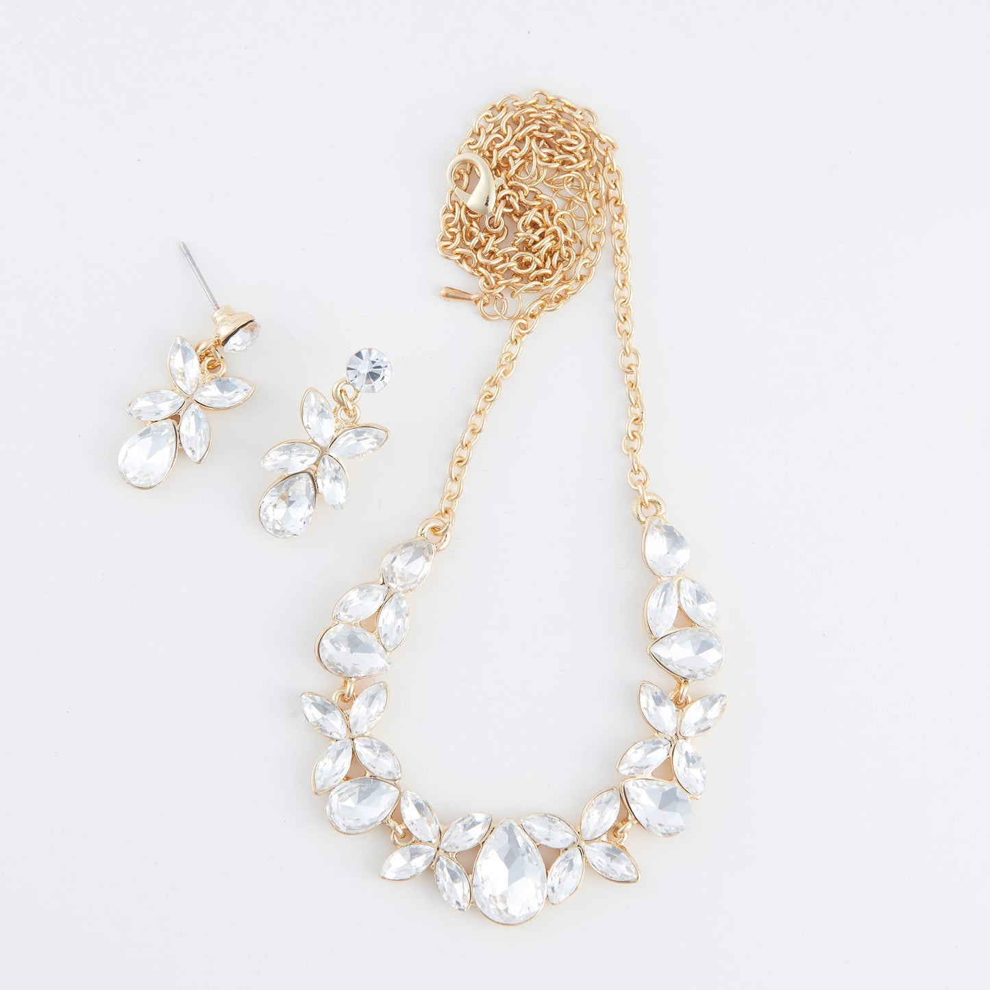 Aurea Floral Crystal Earring & Necklace Set