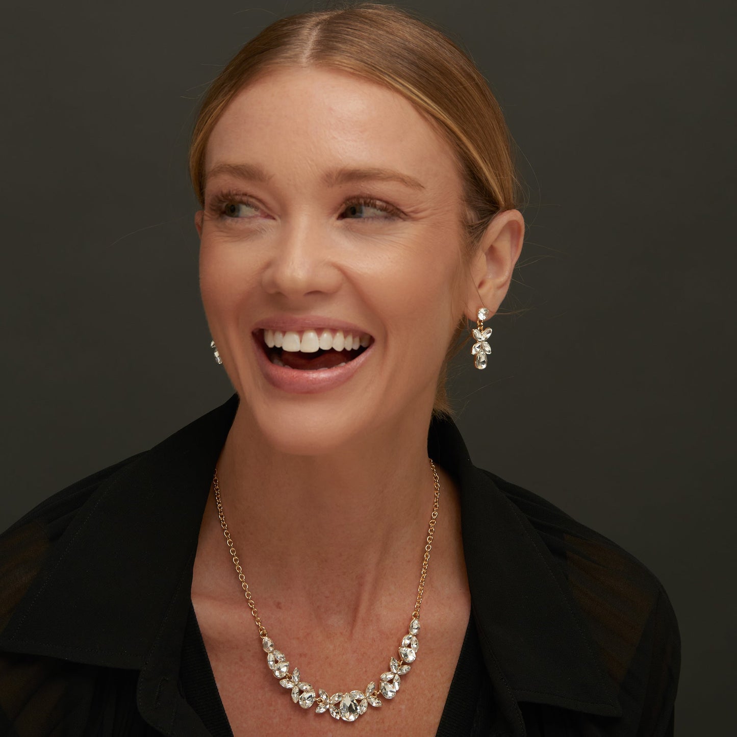 Aurea Floral Crystal Earring & Necklace Set