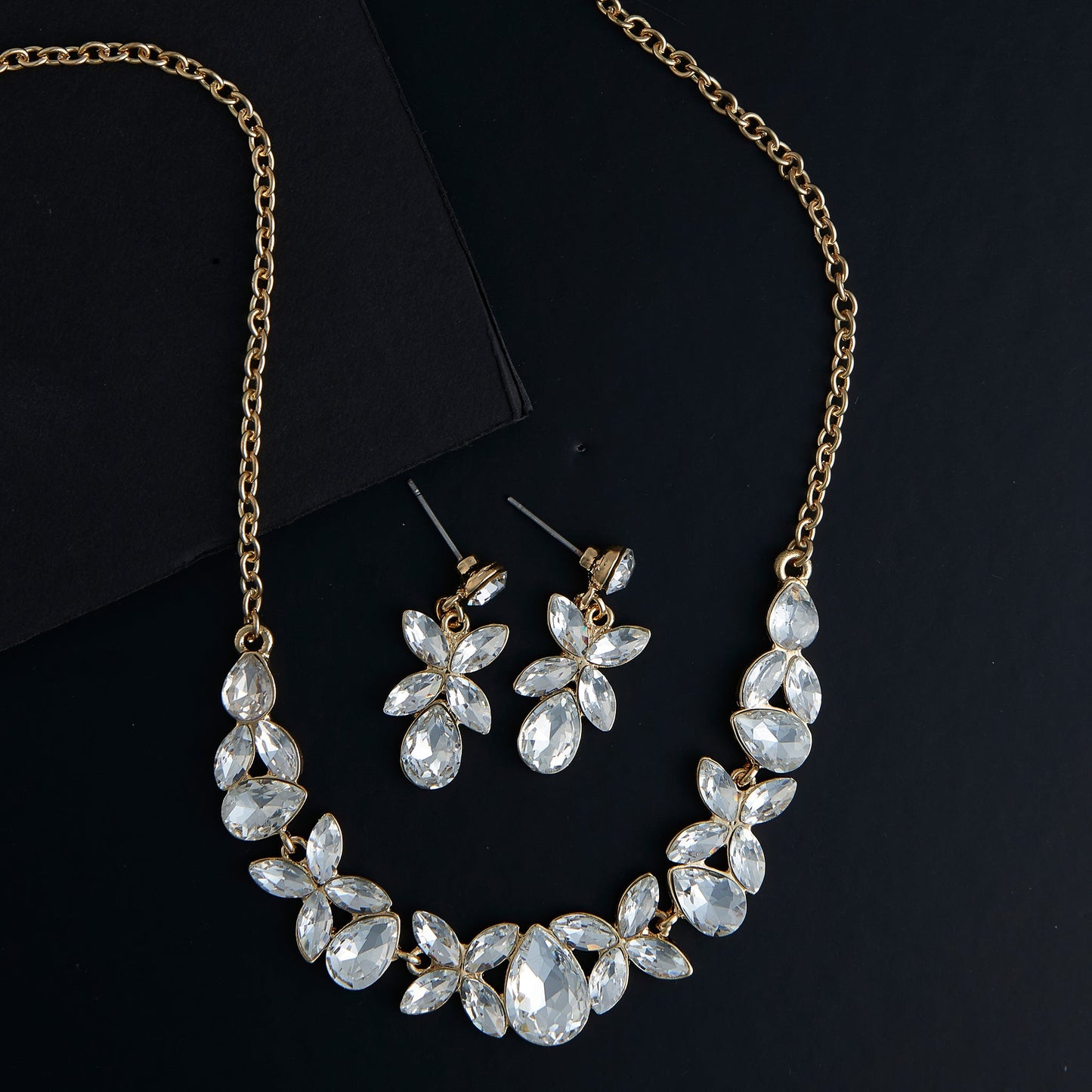 Aurea Floral Crystal Earring & Necklace Set