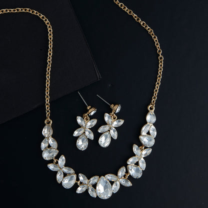 Aurea Floral Crystal Earring & Necklace Set