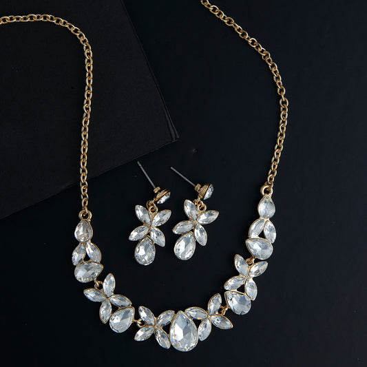 Aurea Floral Crystal Earring & Necklace Set