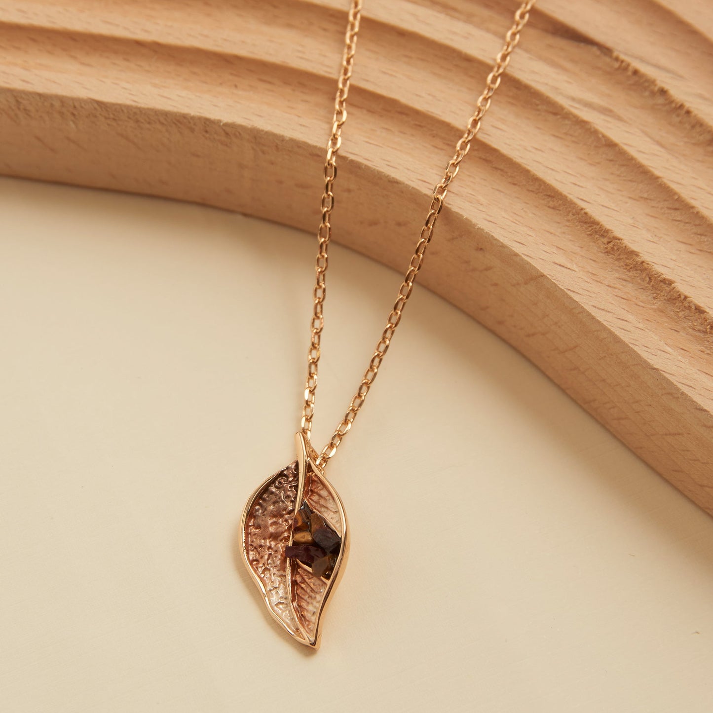 Penelope Enamel Leaf Pendant Necklace