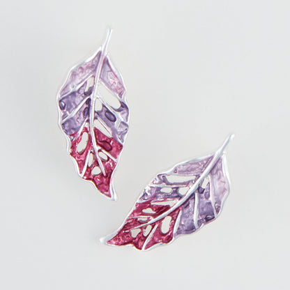 Penelope Enamel Cut Out Leaf Earrings