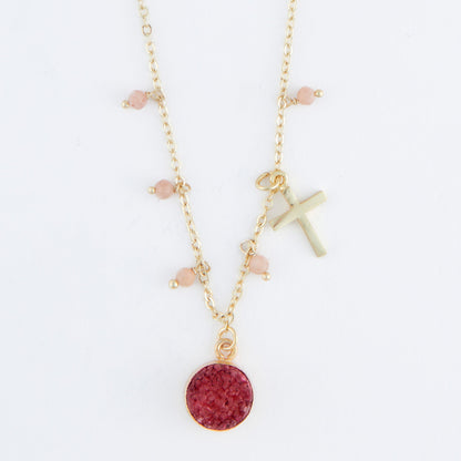 Laylinn Druzy Cross Charm Pendant Necklace
