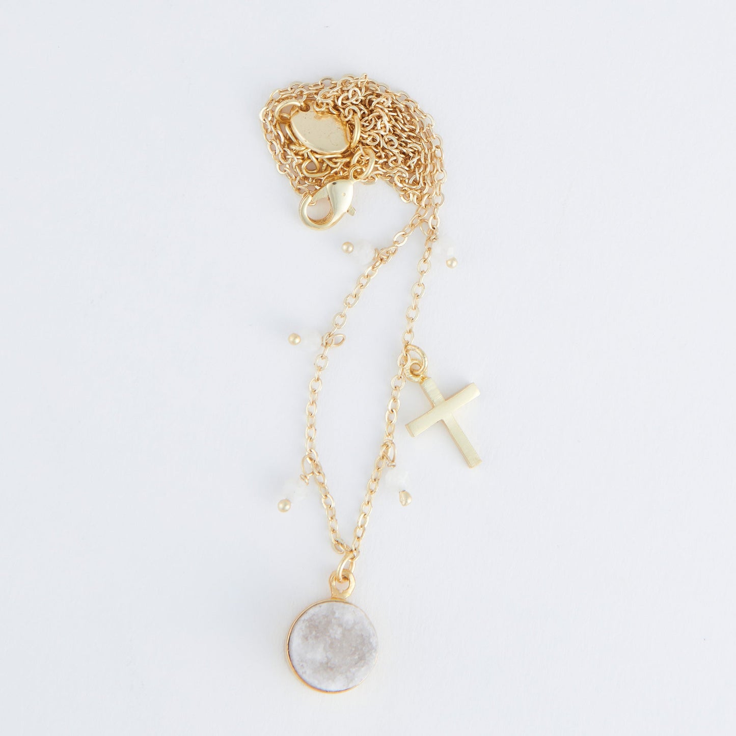 Laylinn Druzy Cross Charm Pendant Necklace