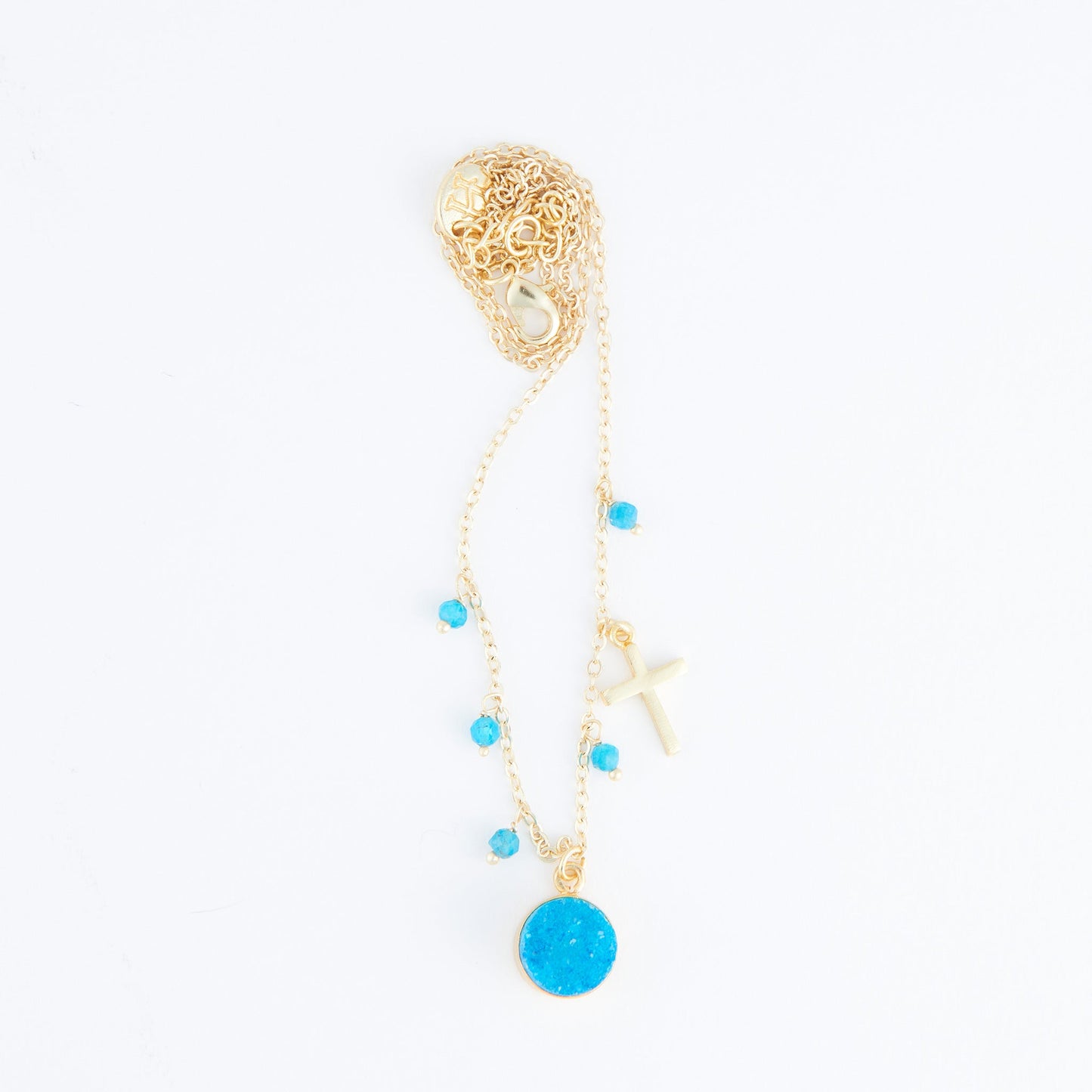 Laylinn Druzy Cross Charm Pendant Necklace