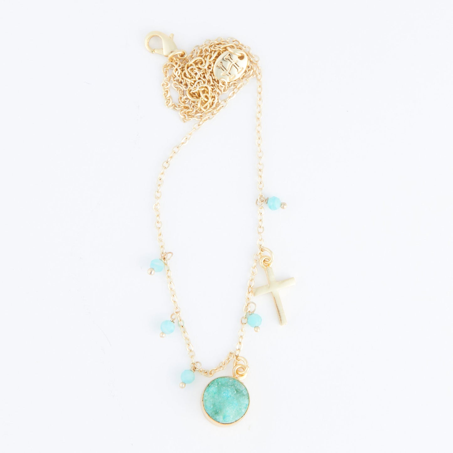 Laylinn Druzy Cross Charm Pendant Necklace