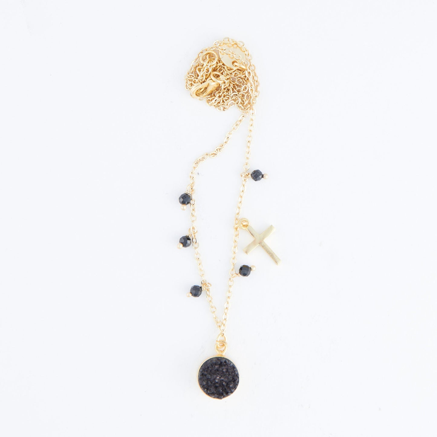 Laylinn Druzy Cross Charm Pendant Necklace