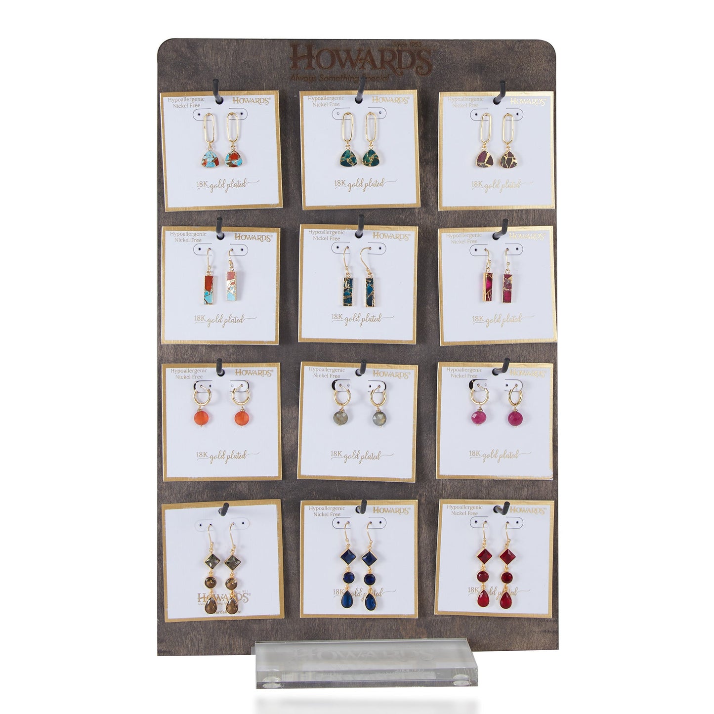 24 Piece Tahani 18K Gold Earring Unit with Display