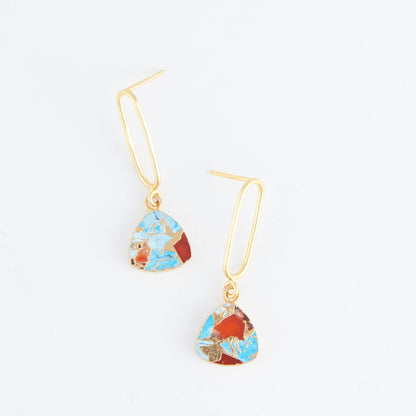 Tahani Textured Stone 18K Gold Earrings