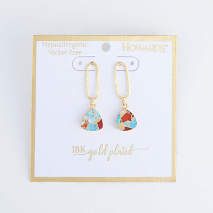 Tahani Textured Stone 18K Gold Earrings