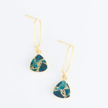 Tahani Textured Stone 18K Gold Earrings