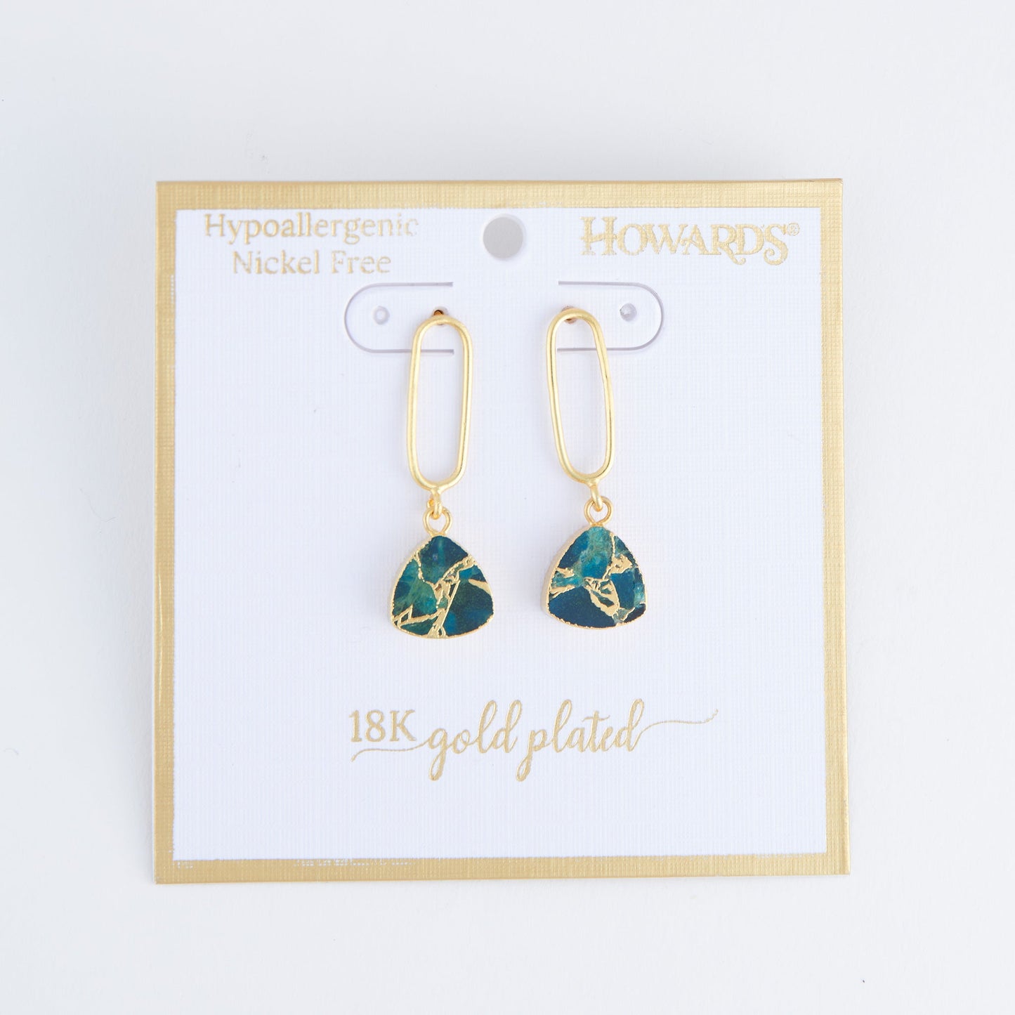 Tahani Textured Stone 18K Gold Earrings