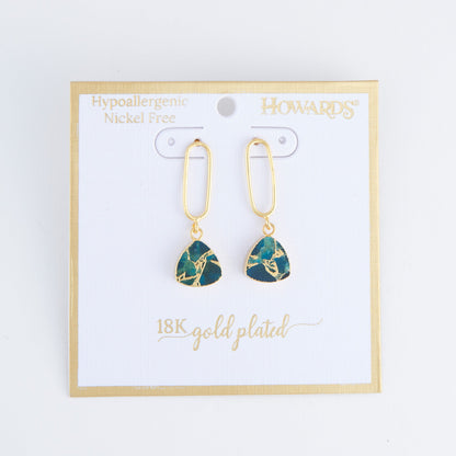 Tahani Textured Stone 18K Gold Earrings