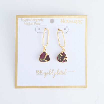 Tahani Textured Stone 18K Gold Earrings