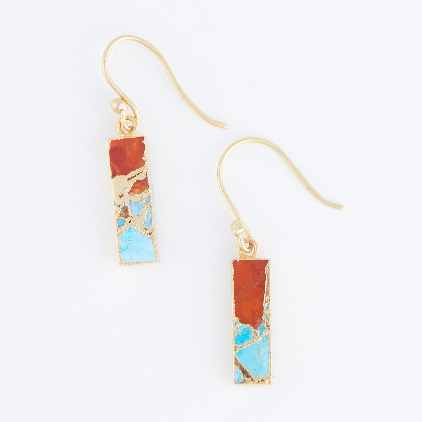 Tahani Textured Stone Bar 18K Gold Earrings