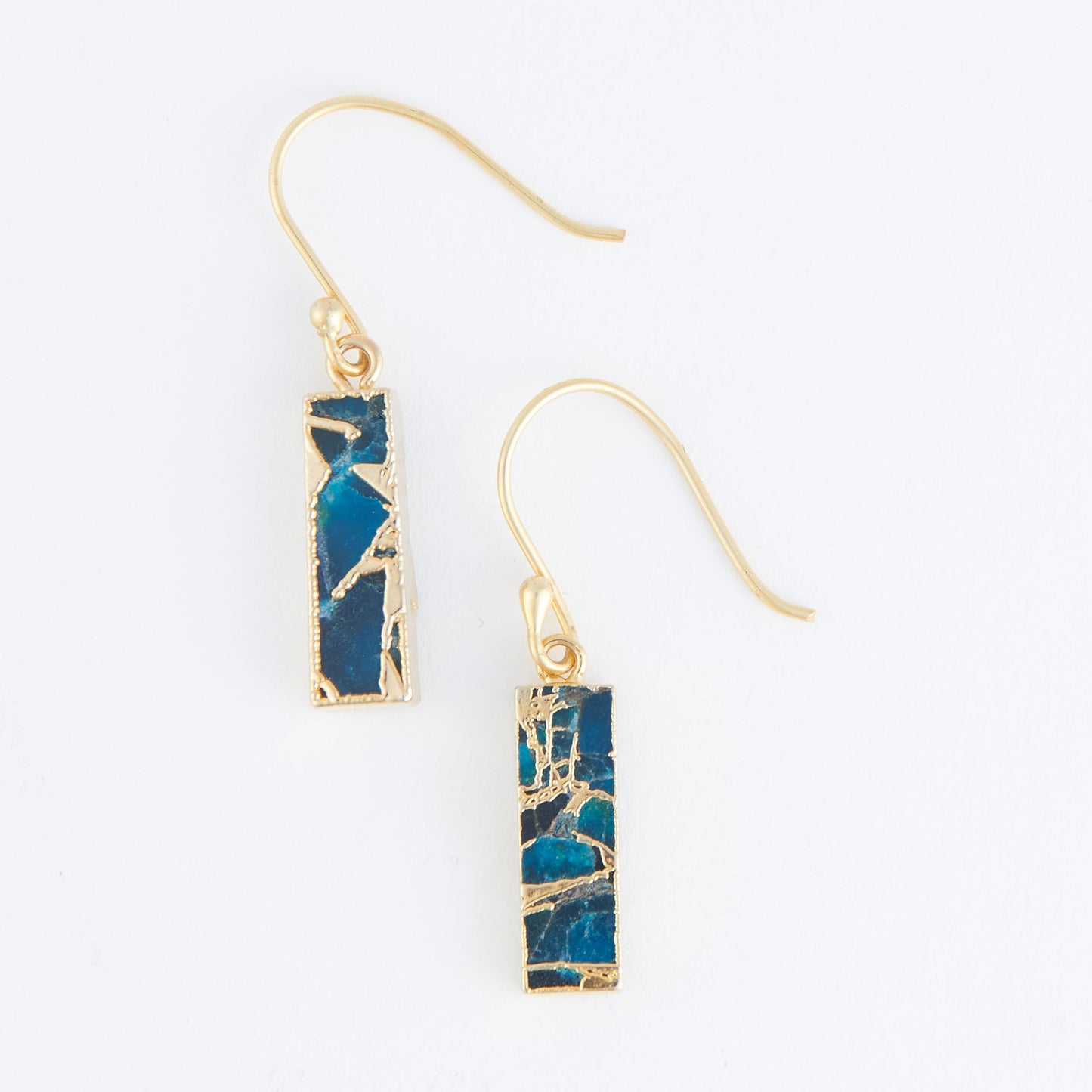 Tahani Textured Stone Bar 18K Gold Earrings