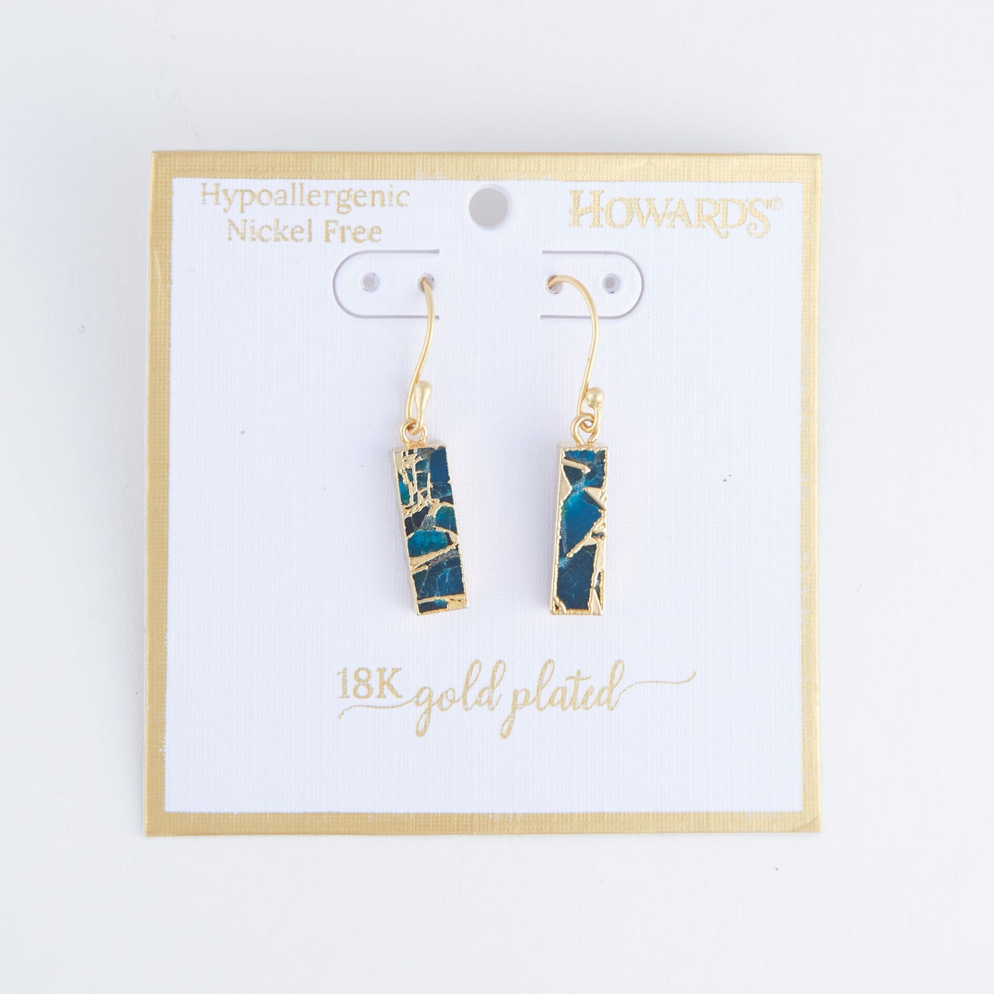 Tahani Textured Stone Bar 18K Gold Earrings